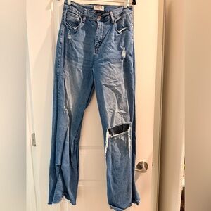 Blue Distressed Flare Jeans